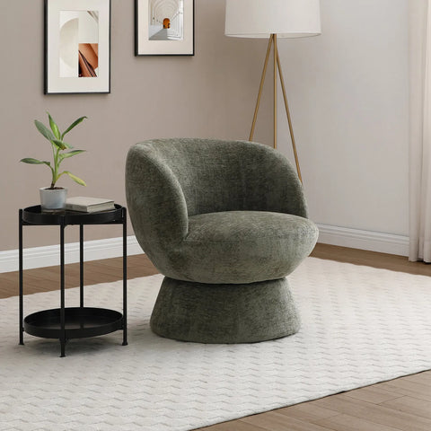 Daisy Olive Chenille Fabric Swivel Chair - Pendle Village Furniture