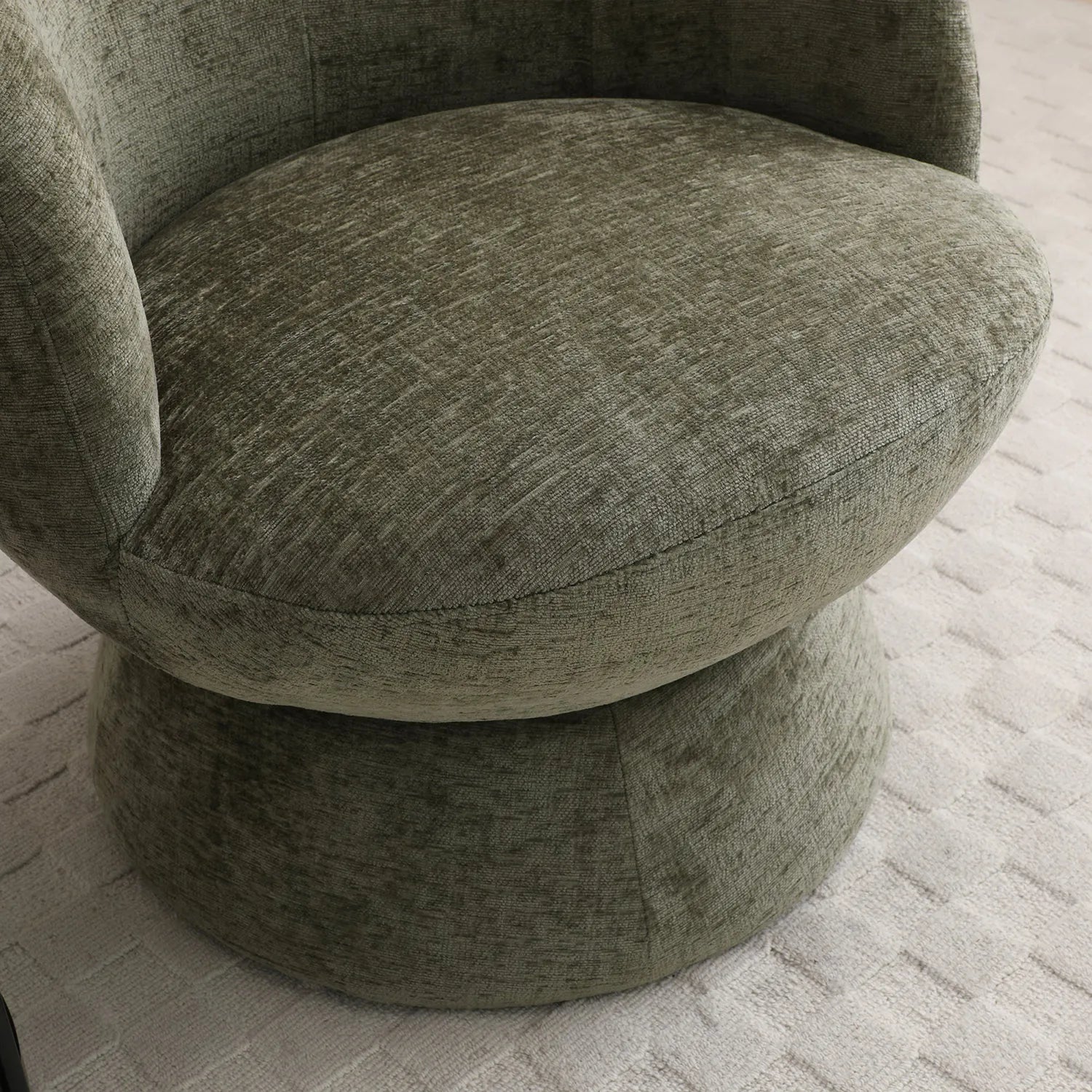 Daisy Olive Chenille Fabric Swivel Chair - Pendle Village Furniture