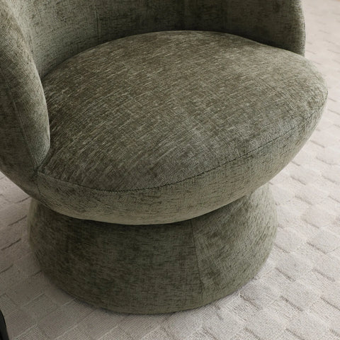 Daisy Olive Chenille Fabric Swivel Chair - Pendle Village Furniture