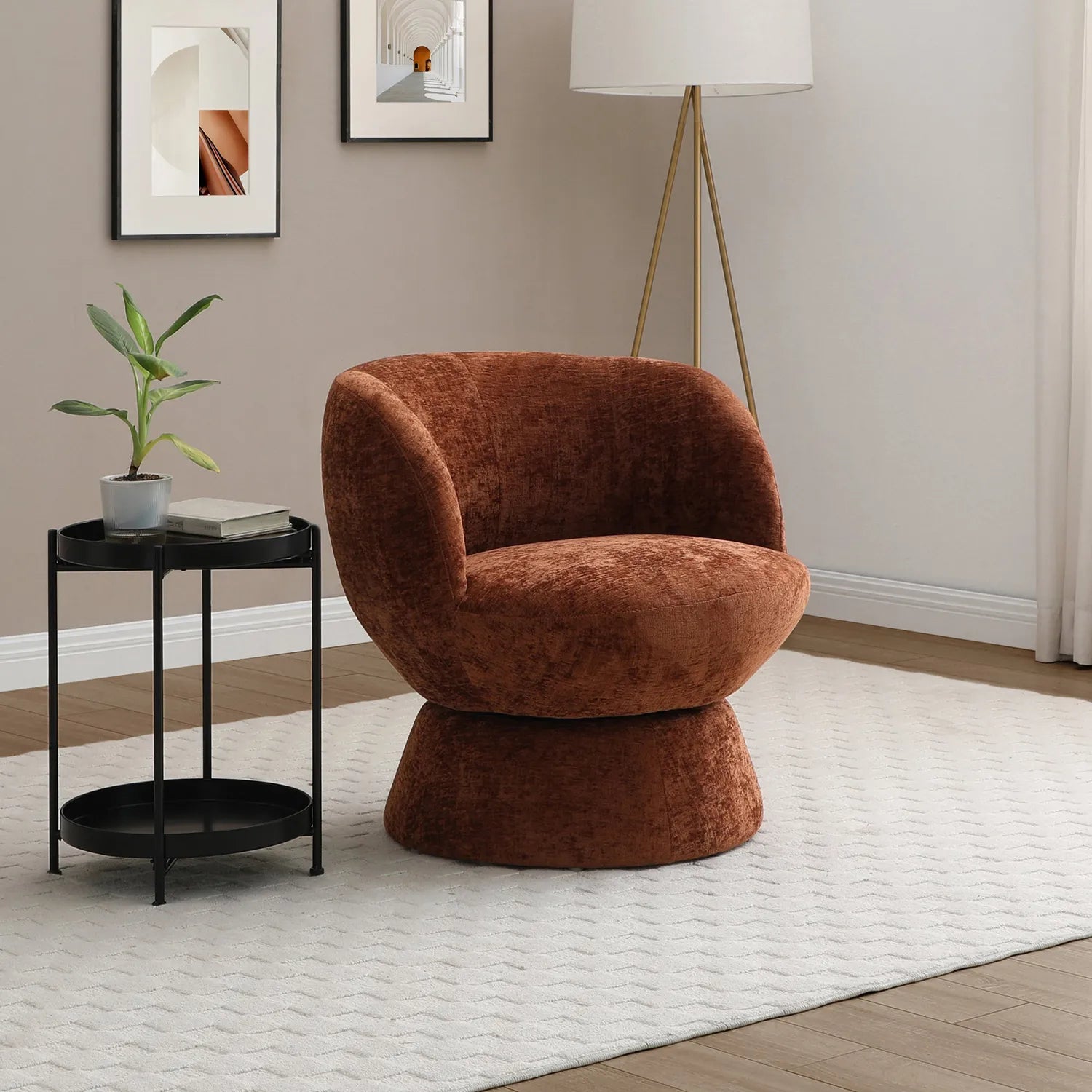 Daisy Olive Chenille Fabric Swivel Chair - Pendle Village Furniture
