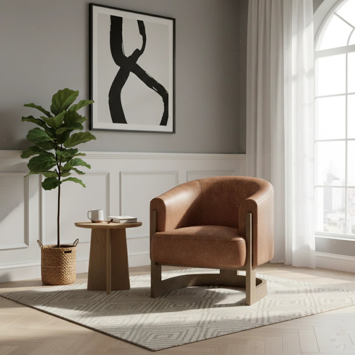 Nox Tan Split Leather Accent Chair - Pendle Village Furniture