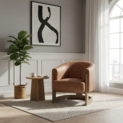 Nox Tan Split Leather Accent Chair - Pendle Village Furniture