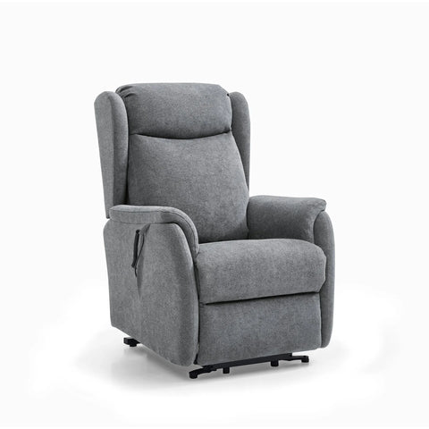 Finn Grey Fabric Dual Motor Rise Recline Chair - Pendle Village Furniture