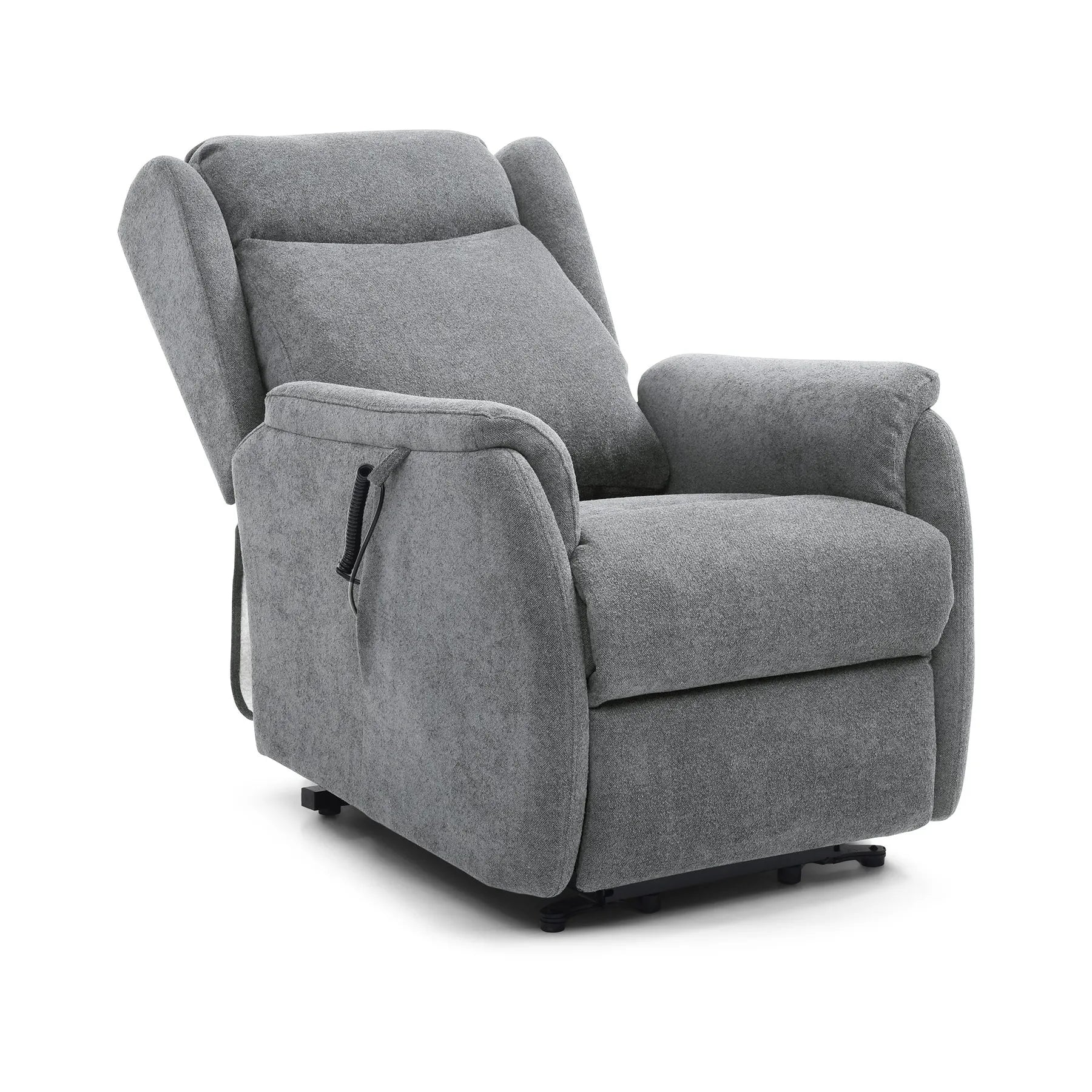Finn Grey Fabric Dual Motor Rise Recline Chair - Pendle Village Furniture