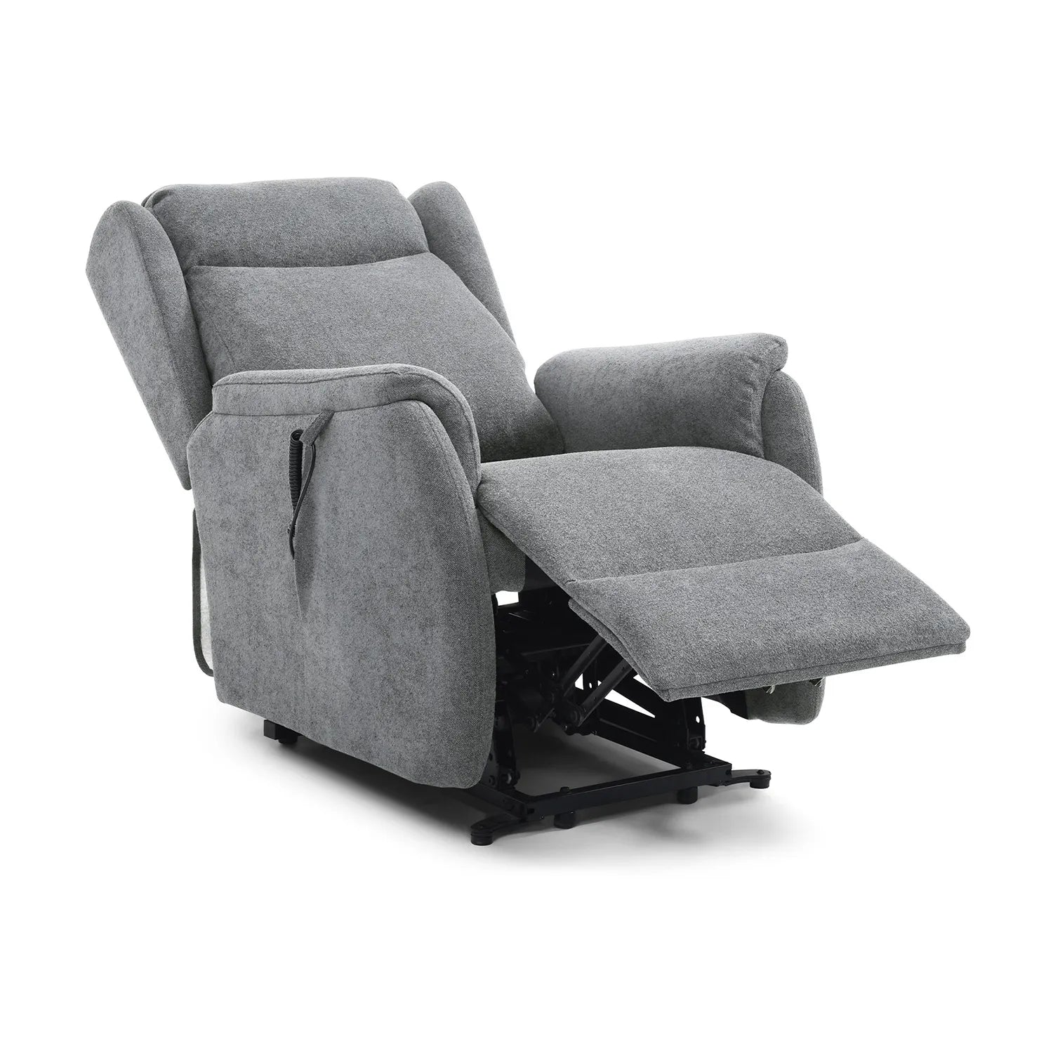 Finn Grey Fabric Dual Motor Rise Recline Chair - Pendle Village Furniture