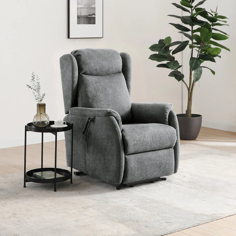 Finn Grey Fabric Dual Motor Rise Recline Chair - Pendle Village Furniture