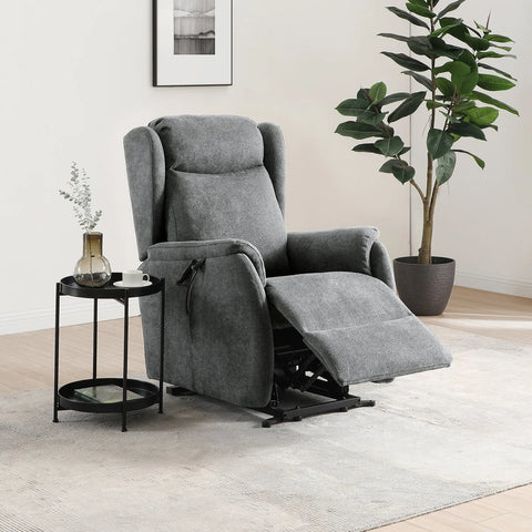 Finn Grey Fabric Dual Motor Rise Recline Chair - Pendle Village Furniture