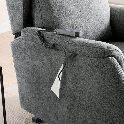 Finn Grey Fabric Dual Motor Rise Recline Chair - Pendle Village Furniture