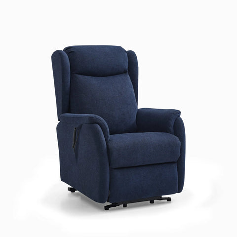 Finn Navy Fabric Dual Motor Rise Recline Chair - Pendle Village Furniture
