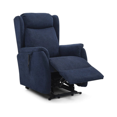 Finn Navy Fabric Dual Motor Rise Recline Chair - Pendle Village Furniture