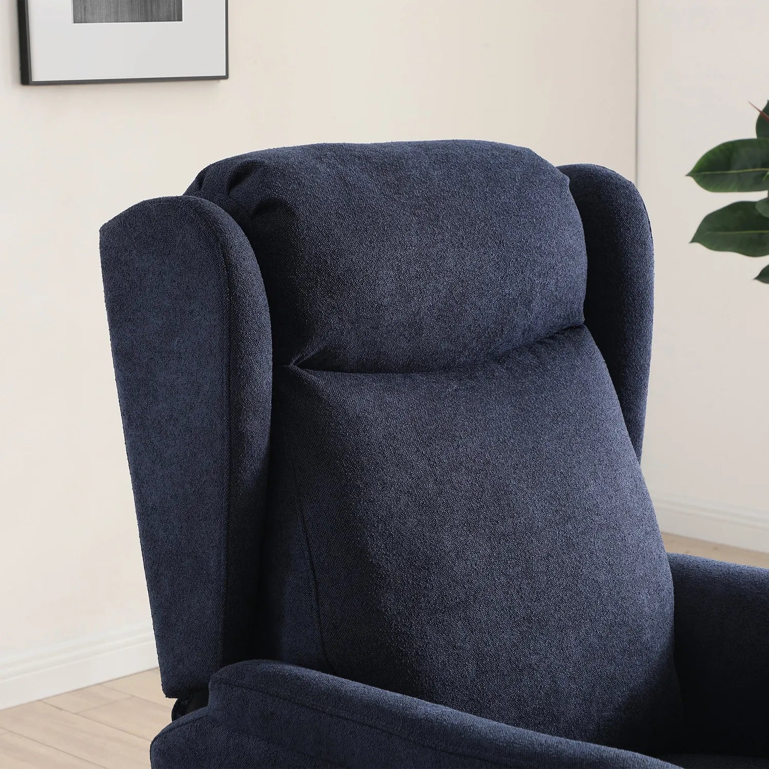 Finn Navy Fabric Dual Motor Rise Recline Chair - Pendle Village Furniture