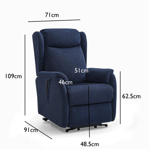 Finn Grey Fabric Dual Motor Rise Recline Chair - Pendle Village Furniture