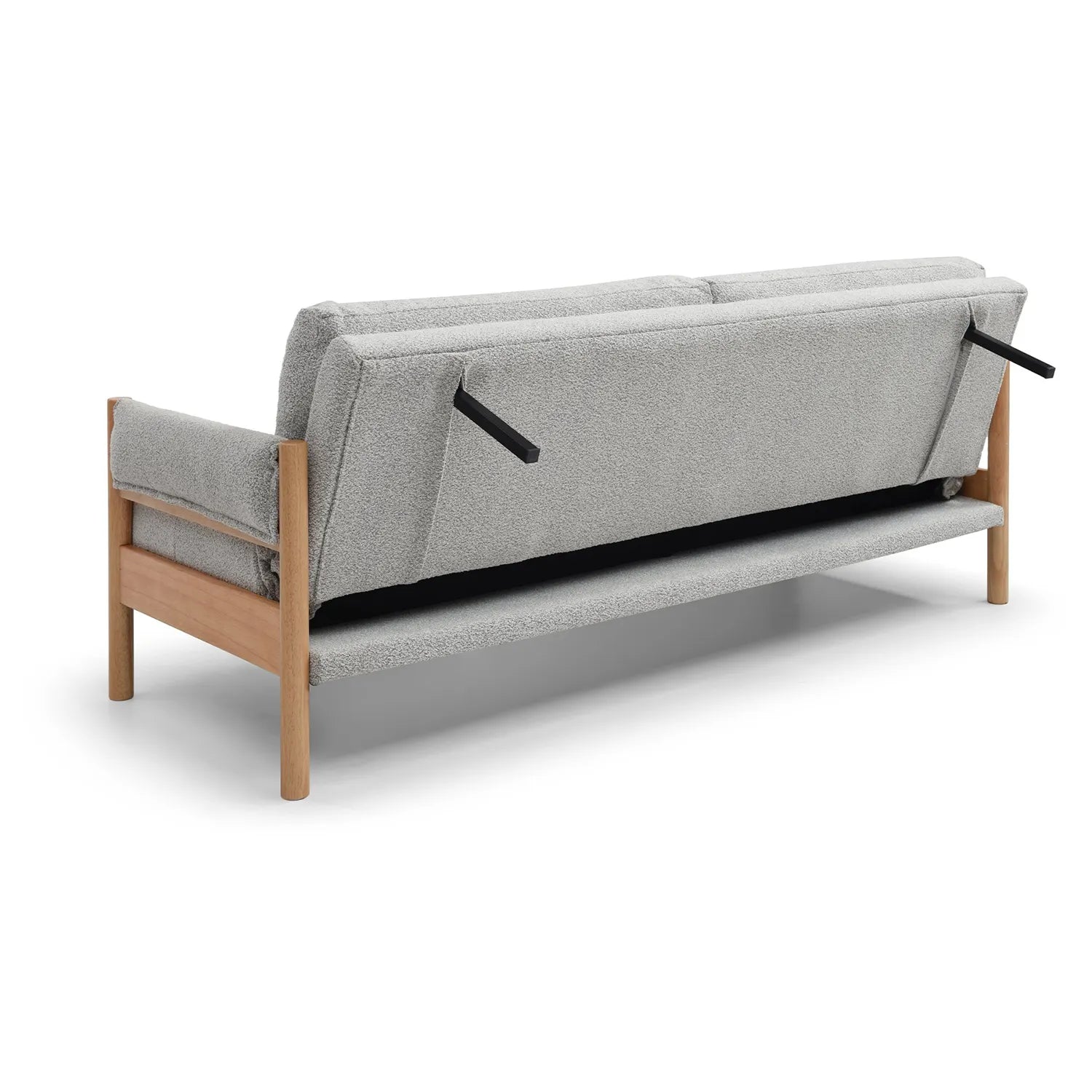 Kim Grey Fabric Sofa Bed with Wooden Arms