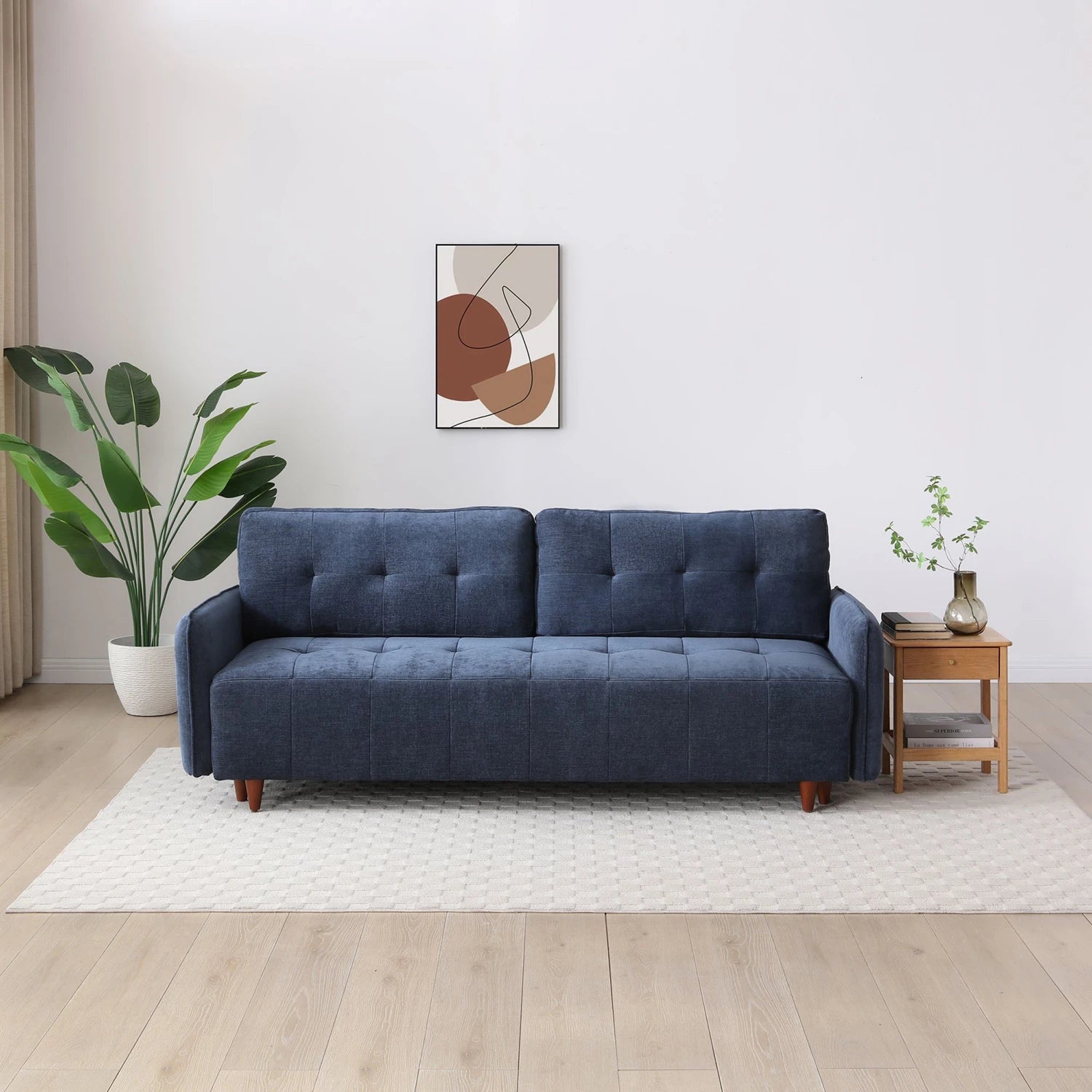Jaxx Navy Chenille 3 Seater Sofabed - Pendle Village Furniture