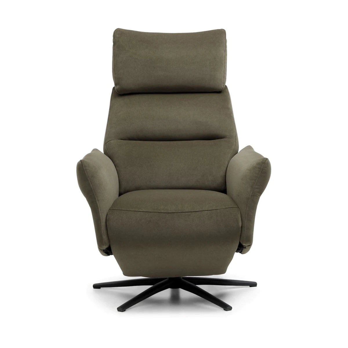 Bury washed olive electric recliner chair with swivel black base