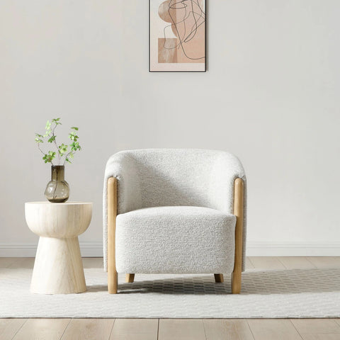 Lilian Tub Chair in Natural Textured Woven Chenille - Pendle Village Furniture
