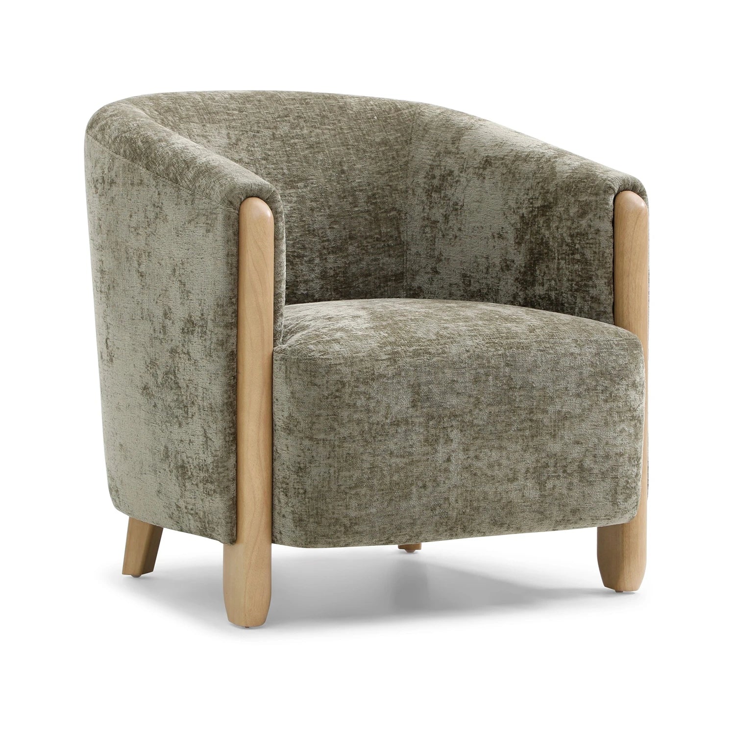 Lilian Tub Chair in Distressed Olive Chenille - Pendle Village Furniture