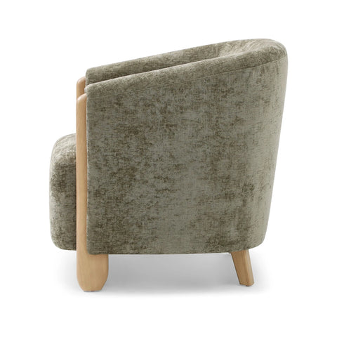 Lilian Tub Chair in Distressed Olive Chenille - Pendle Village Furniture