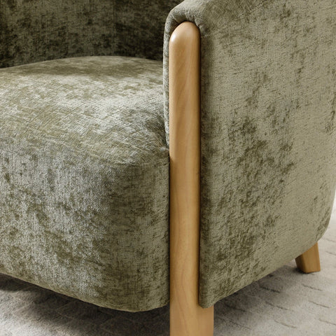 Lilian Tub Chair in Distressed Olive Chenille - Pendle Village Furniture