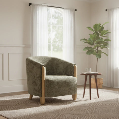 Lilian Tub Chair in Distressed Olive Chenille - Pendle Village Furniture