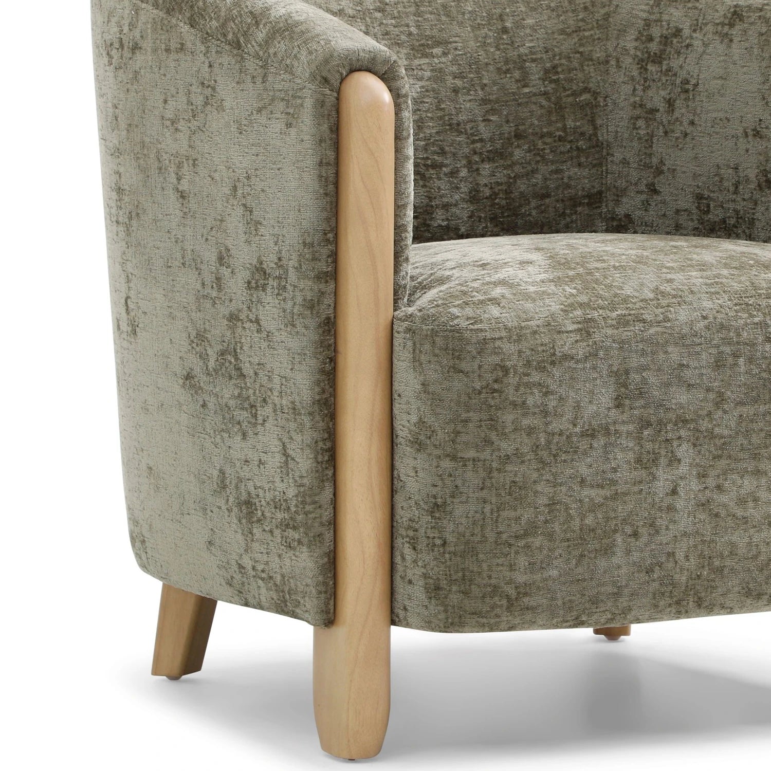 Lilian Tub Chair in Distressed Olive Chenille - Pendle Village Furniture