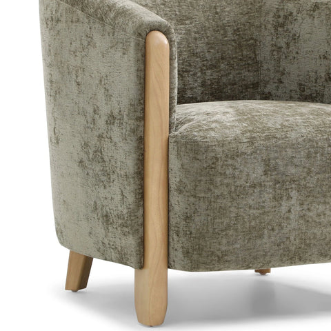 Lilian Tub Chair in Distressed Olive Chenille - Pendle Village Furniture