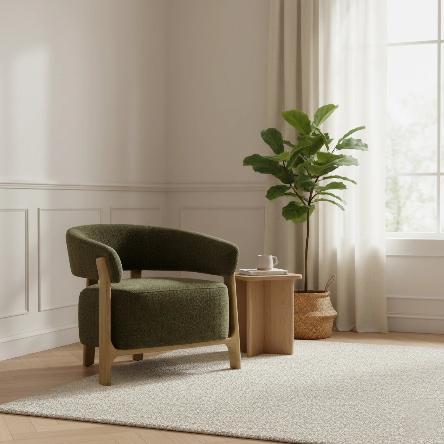 Amos Olive Chenille Accent Chair - Pendle Village Furniture