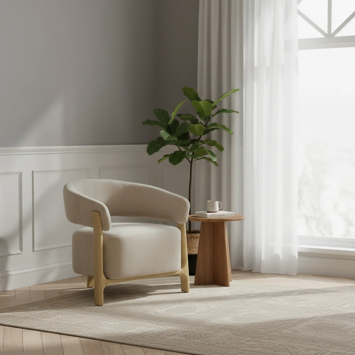 Amos Taupe Chenille Accent Chair - Pendle Village Furniture