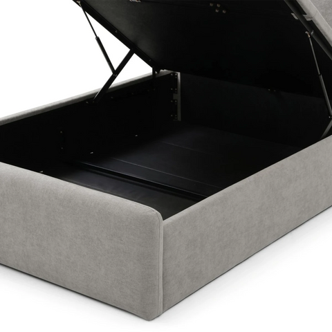 Usher Grey Chenille Ottoman Storage Bed with Curved Headboard