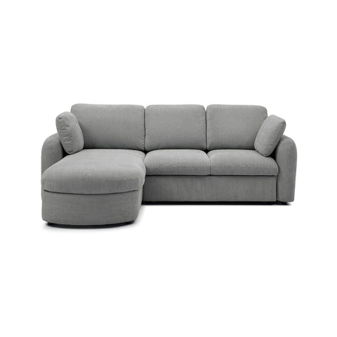 Full view of Mayfair Grey Corner Sofa Bed with cushions