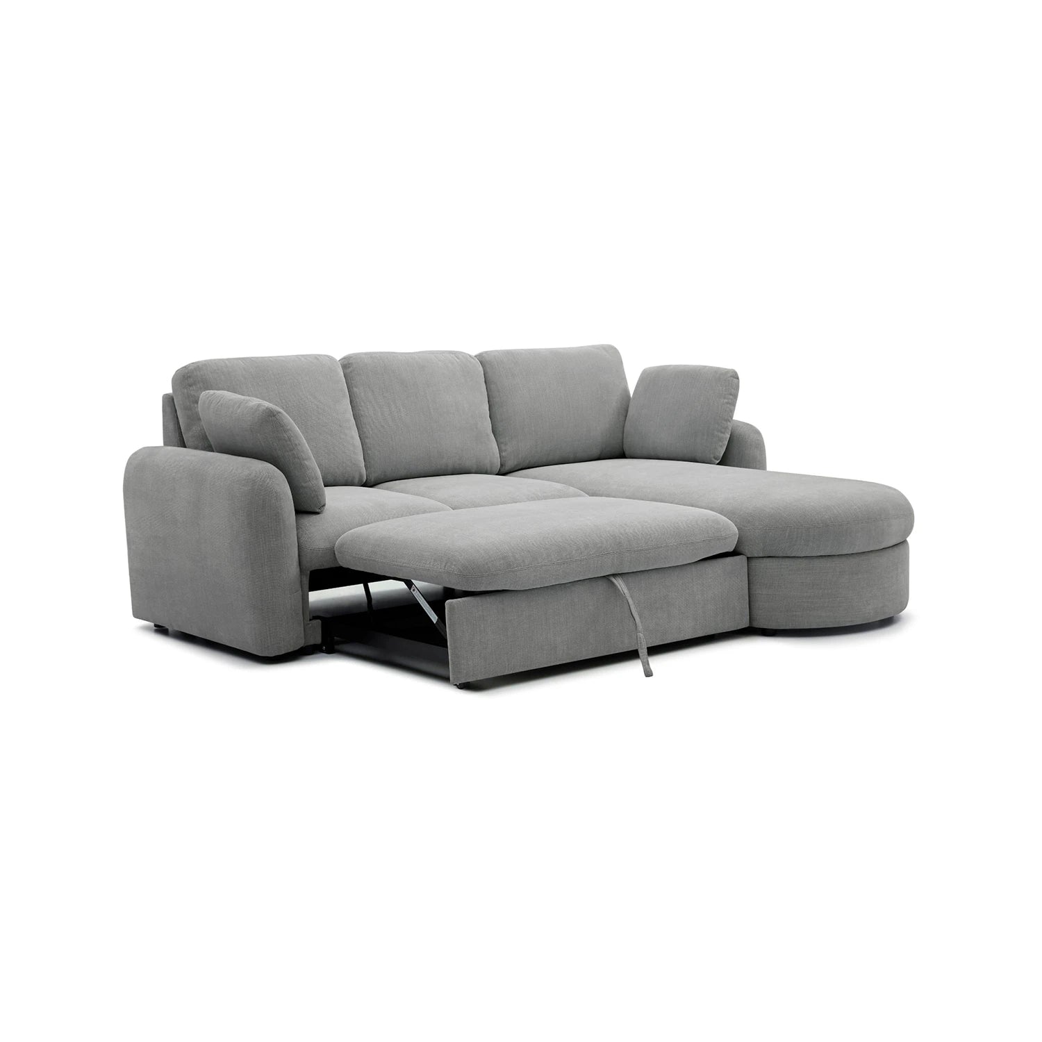 Mayfair Grey Chenille Corner Sofa Bed styled in modern home