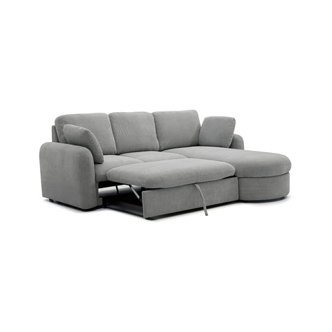 Mayfair Grey Chenille Corner Sofa Bed styled in modern home