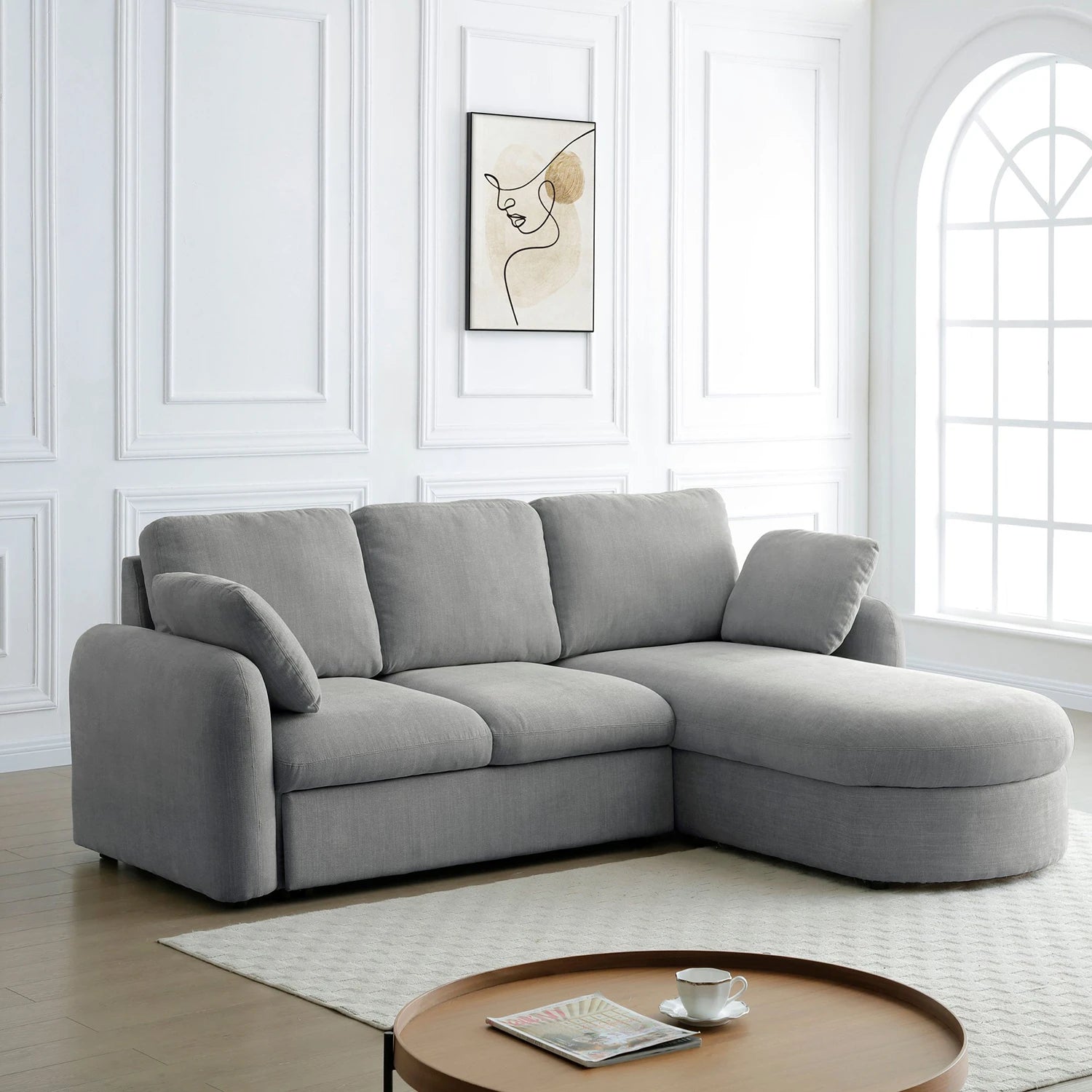 Upgrade your home with the Mayfair Grey Chenille Corner Sofa Bed 