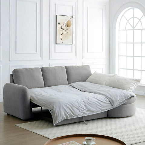 Mayfair Grey Chenille Corner Sofa Bed with Storage