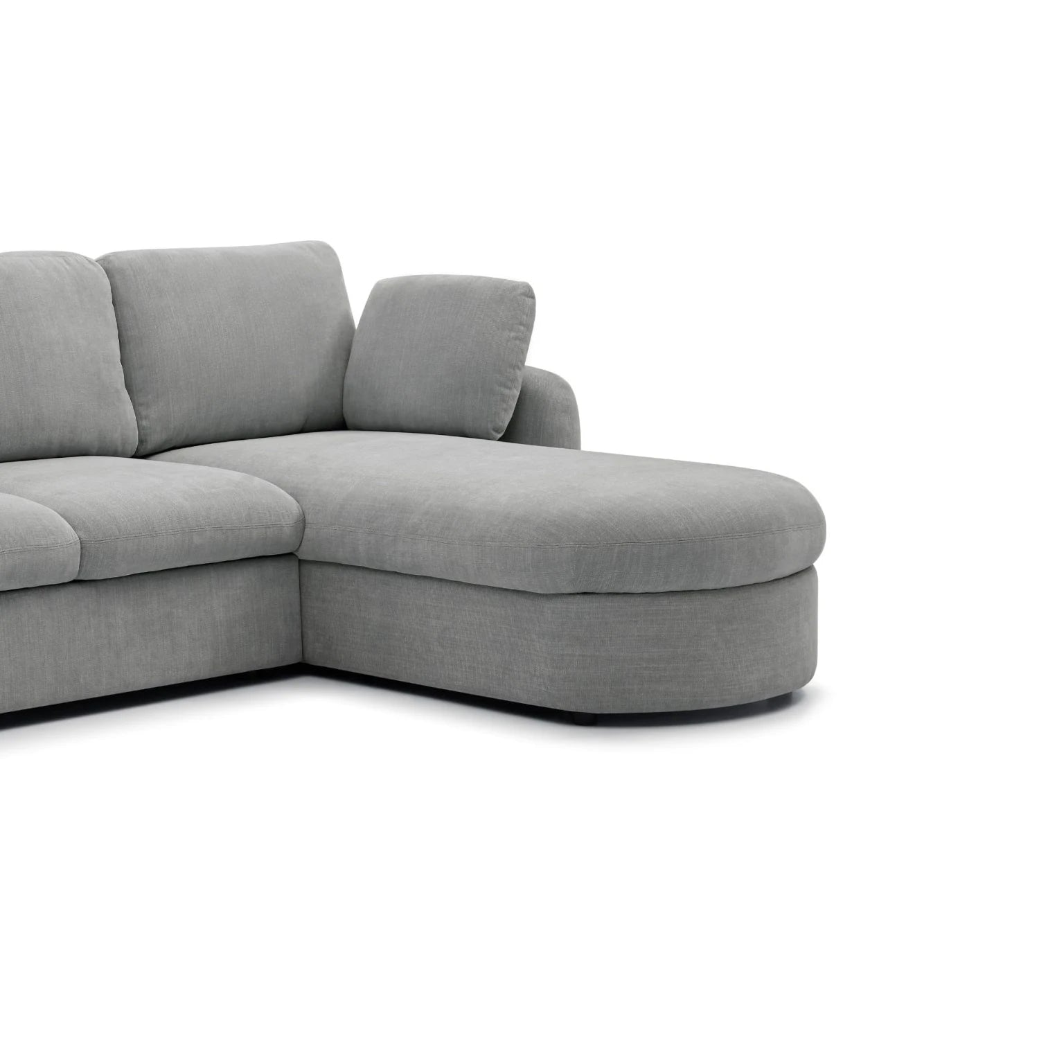 Mayfair Grey Chenille Corner Sofa Bed with Storage - Close up Corner chaise