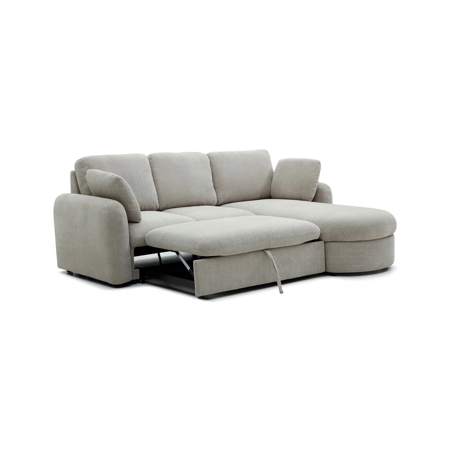 Taupe Fabric Corner Chaise Sofa Bed with storage