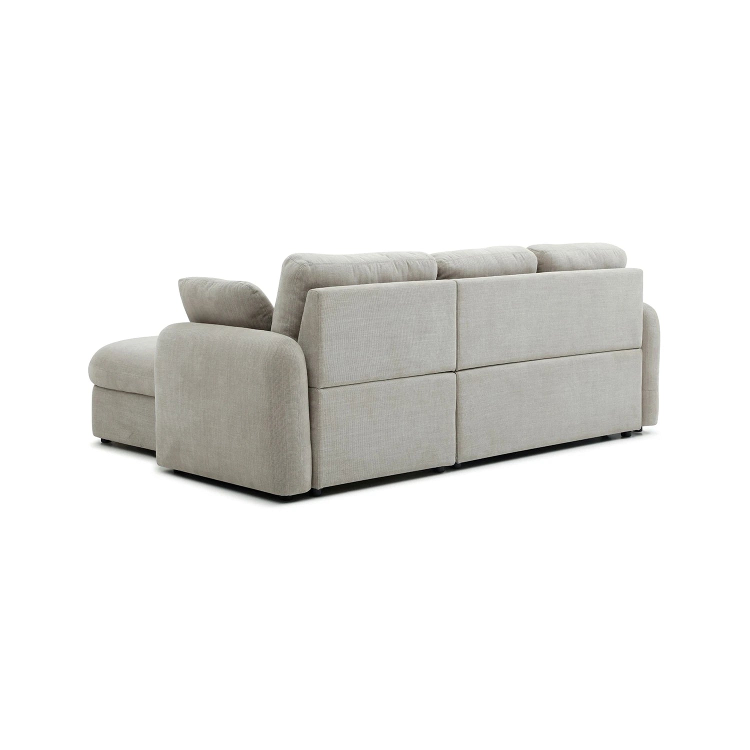 Back view of Mayfair Taupe Chenille Corner Sofa Bed RHF Chaise with Storage 