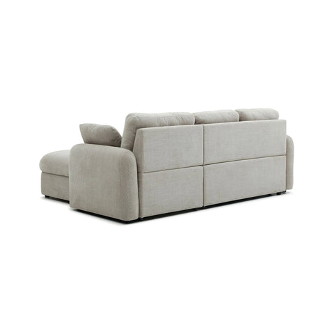 Back view of Mayfair Taupe Chenille Corner Sofa Bed RHF Chaise with Storage 