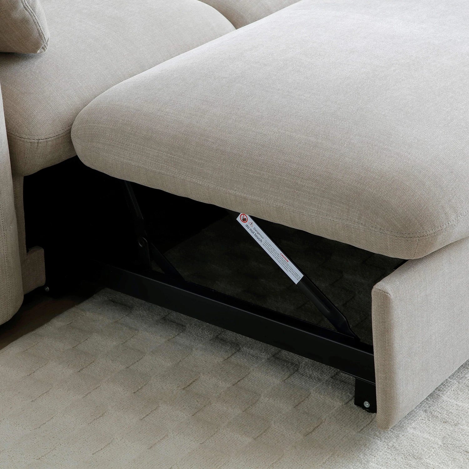 Close up of Mayfair Taupe Chenille Corner Sofa Bed RHF Chaise with Storage