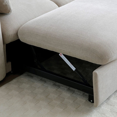 Close up of Mayfair Taupe Chenille Corner Sofa Bed RHF Chaise with Storage