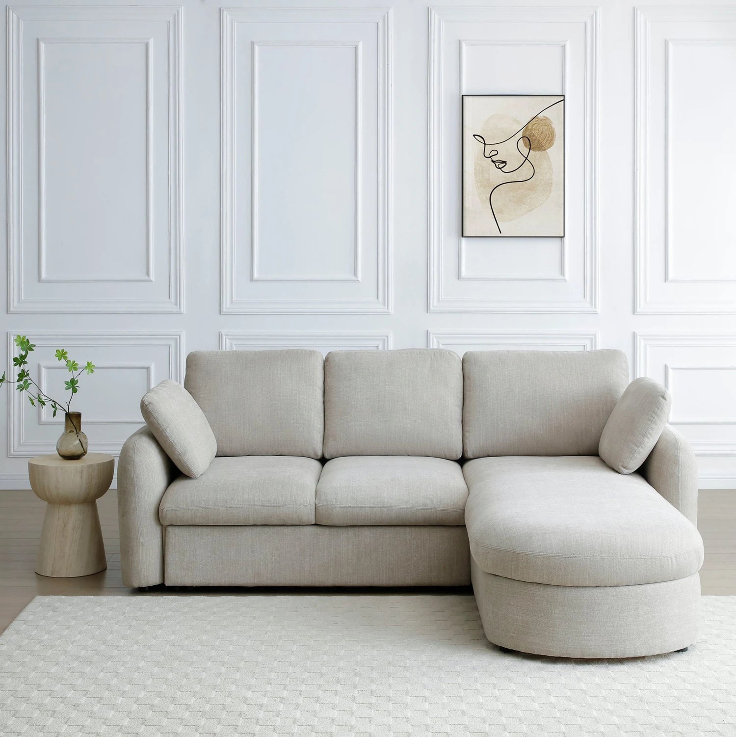 Mayfair Taupe Chenille Corner Sofa Bed RHF Chaise with Storage - Pendle Village Furniture