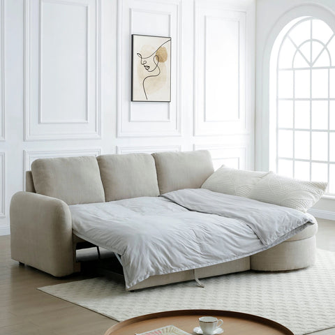 Mayfair corner sofa bed with storage pulled out into king-size sleeping position