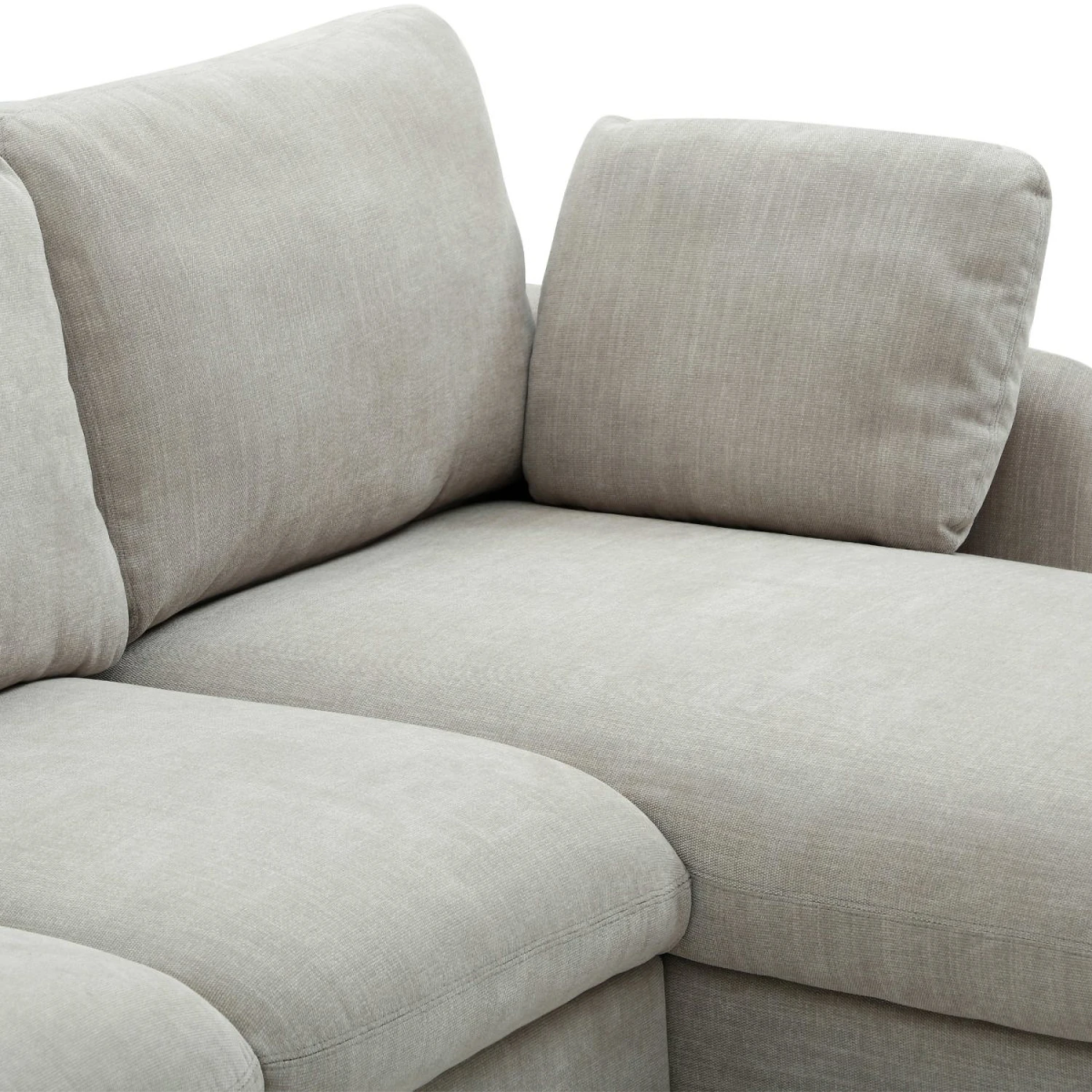 Close up of Mayfair Taupe Chenille Corner Sofa Bed RHF Chaise with Storage