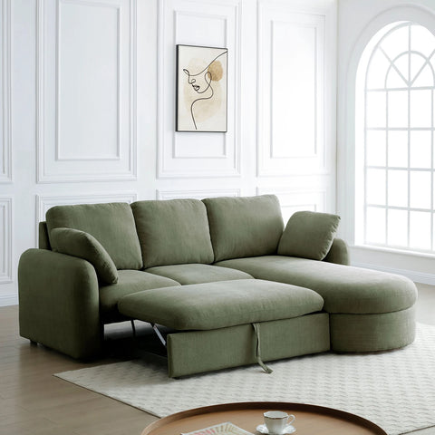 Mayfair Olive Chenille Corner Sofa Bed with Storage