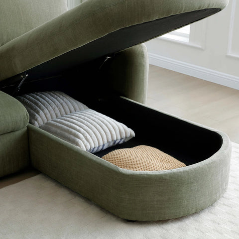 Mayfair Olive Chenille Corner Sofa Bed with Storage