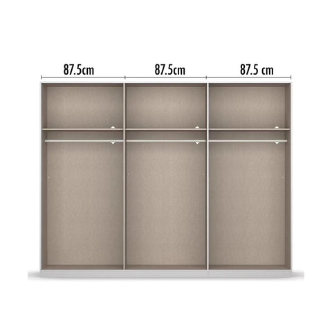Kadenbach Stone Grey & Metallic Grey Sliding Door Wardrobe 261cm