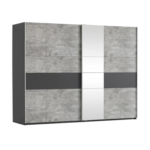 Kadenbach Stone Grey & Metallic Grey Sliding Door Wardrobe 261cm