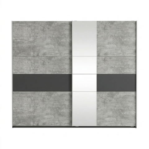 Kadenbach Stone Grey & Metallic Grey Sliding Door Wardrobe 261cm