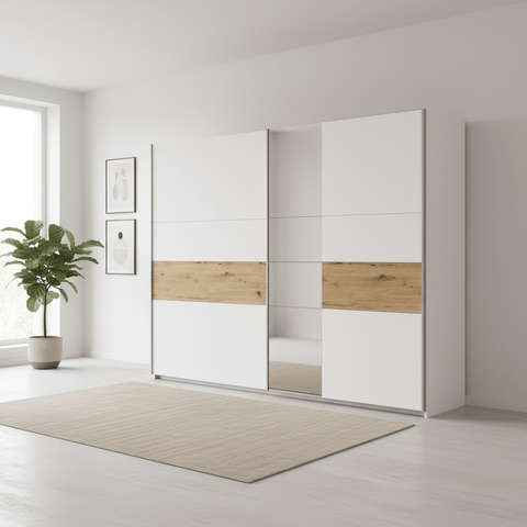 Kadenbach White & Artisan Oak Sliding Door Wardrobe 261cm