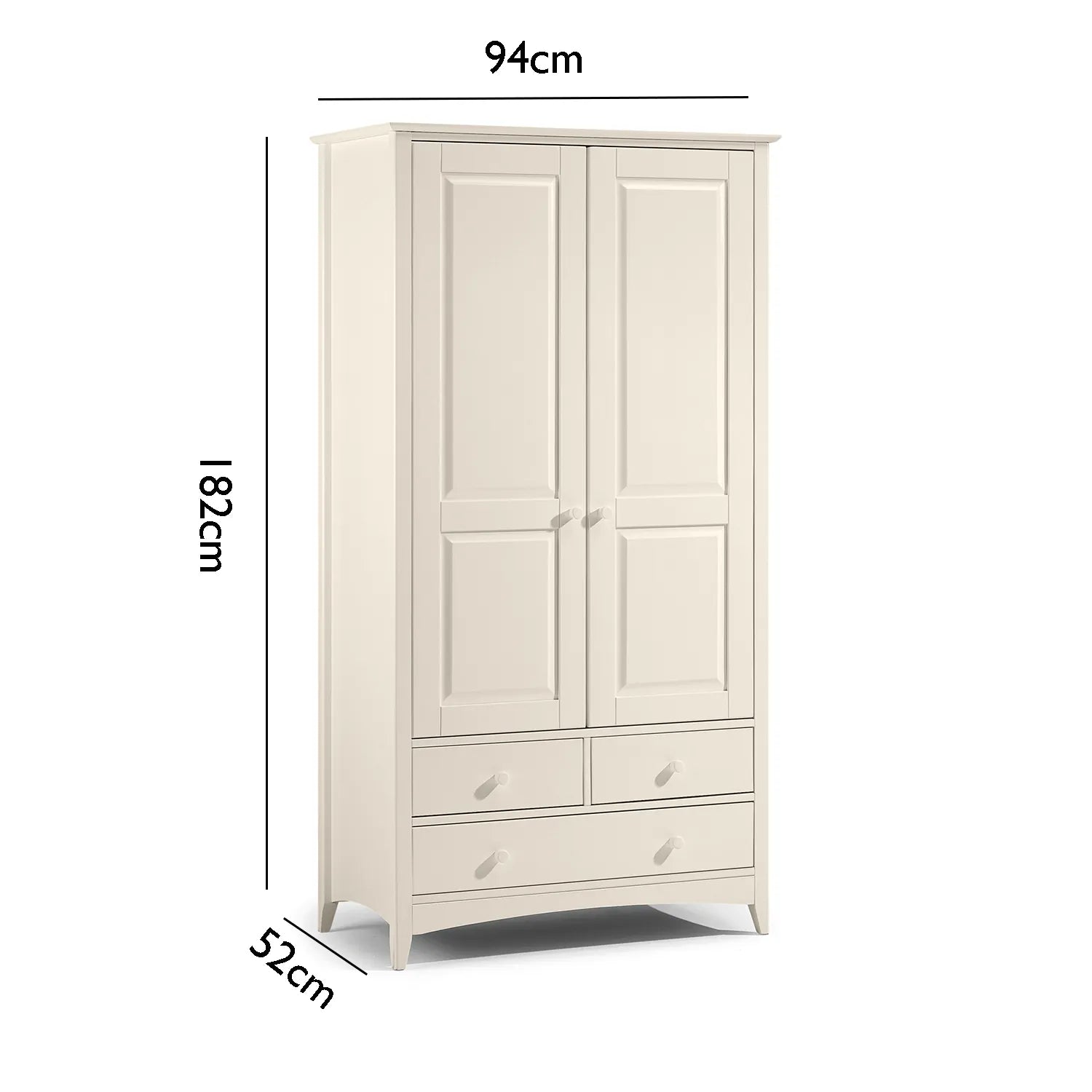 Kameo Stone White 2 Door Gents Wardrobe - Pendle Village Furniture
